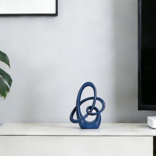 Blue Knot Decor Sculpture,7.1" Modern Abstract Sculptures Home Decor, Resin Statue Tabletop Accent for Coffee Table, Console Table, Shelf, Mantel, Dining Table Centerpiece, Wedding - Image 6