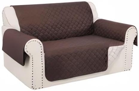 Reversible 45" Small Loveseat Sofa Covers, Chocolate/Beige | Loveseat Covers - Image 8