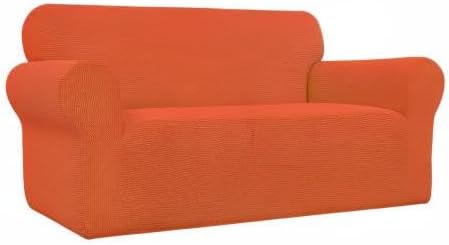 Easy-Going Stretch Loveseat Couch Covers Washable Orange | 1-Piece Loveseat - Image 9