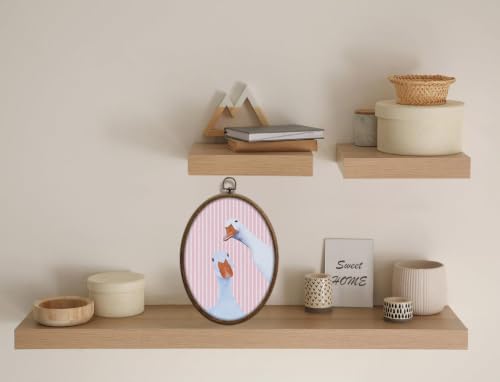 Whimsical Pink Stripe Goose Art, Cottage Core Oval Wall Decor, Waterproof - Image 4