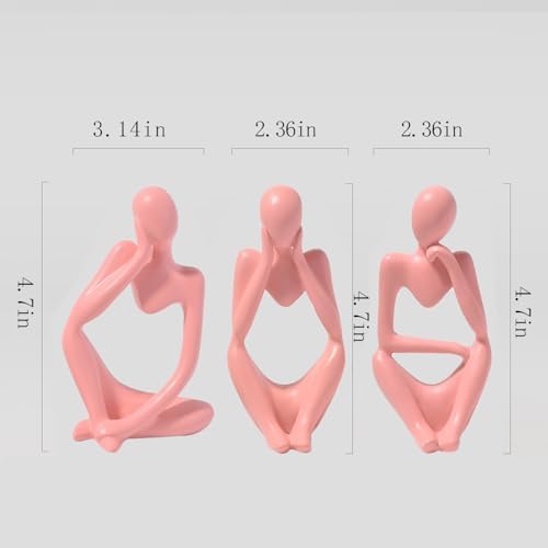 BrownLove 3pcs Pink Human Body Abstract Art Decoration, Modern Art Resin Statue Room Office Shelf Bookcase Decoration - Image 7