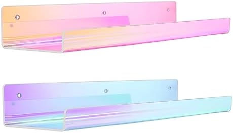 upsimples 2 Pcs 15" Iridescent Acrylic Shelves for Wall Decor and Display by upsimples