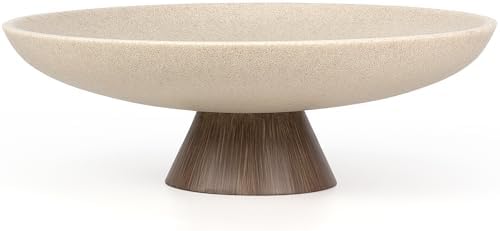 LIN CHUAN Large Decorative Bowl, Resin Pedestal Fruit Bowl, Brown by LINCHUAN
