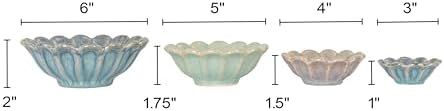 Creative Co-Op 4-Piece Stoneware Flower Shaped Bowl Set in Reactive Glaze, Multicolor - Image 2