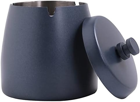 Ashtray with Lid for Cigarette, Stainless Steel Smokeless Odorless Windproof Ashtrays for Home Office Tabletop Outside Patio Outdoor Balcony(3.54''x2.8''x3.38'') by INONE