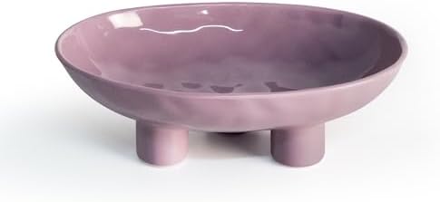 Three-Leg Ceramic Fruit Bowl, 10 Inch Oval Serving Dish for Kitchen Counter, Candy or Key Holder, Home Decor Accent Purple by Unknown