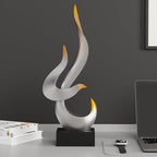 Silver Fire Flame Sculpture,Art Modern Abstract Statue,Shelf Accents Decor - Image 2