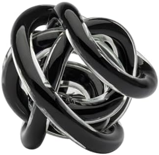 Torre & Tagus Orbit Hand Blown Glass Infinity Knot Sculpture - 3 Inch Glass Art Black Knot Decor Ball for Home Decor, Small Centerpiece Table Decoration for Home Interior (Solid Black) by TorreTagusHome