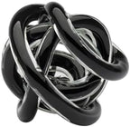 Torre & Tagus Orbit Hand Blown Glass Infinity Knot Sculpture - 3 Inch Glass Art Black Knot Decor Ball for Home Decor, Small Centerpiece Table Decoration for Home Interior (Solid Black) by TorreTagusHome