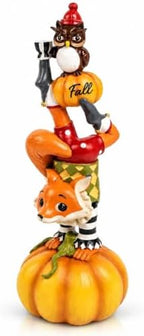 12" H Fall Fox Pumpkin Figurine, Table, Mantel, Shelf Home Decor by Bechivie