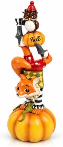 12" H Fall Fox Pumpkin Figurine, Table, Mantel, Shelf Home Decor by Bechivie
