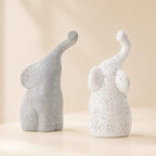OwMell Set of 2 Loving Elephant Statue Figurine, 6" Elephant Ring Holder - Image 6
