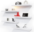 RICHER HOUSE 5-Set Floating Shelves with Lip, White Wall Mounted Wood Shelf by RicherHouse