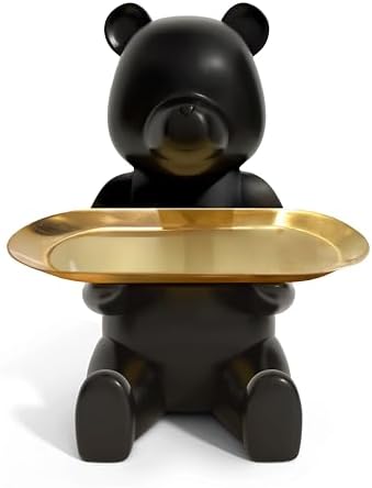 Key Bowl & Decorative Bowl for Entryway Table, Bear Key Holder & Catch All Tray, Decorative Dish for Keys, Jewelry & Candy, Cute Housewarming Gift, Apartment Home Decor (Matte Black) by Unknown