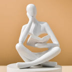 UTTCMK Bookshelf Decor Thinker Statue - Abstract Art Reading Thinker Sculpture Figurine Aesthetic, Modern Home Decoration for Living Room Office Shelves Coffee Table Desk Decor(White) by HeavenlyWeddingsbyAngelLLC