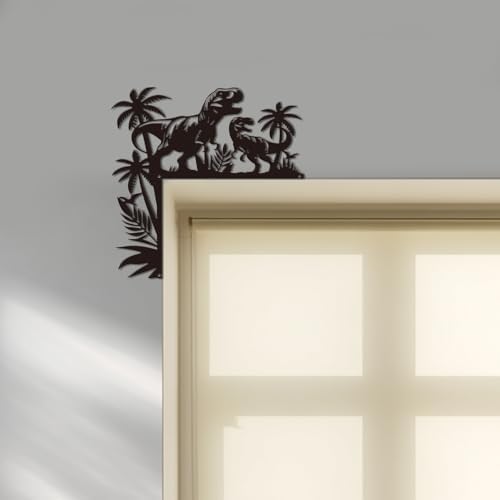 CUTHOLLOW Dinosaur and Tropical Plant Door Topper Sign Metal Wall Art Decor - Image 5