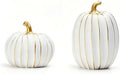 2Pcs Resin Pumpkin Figurines, Gold Stripe Fall Thanksgiving Decor by yumhum