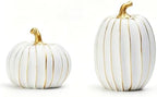 2Pcs Resin Pumpkin Figurines, Gold Stripe Fall Thanksgiving Decor by yumhum