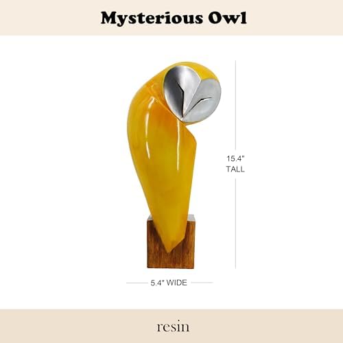 15 Inch Owl Statue, Resin Bookshelf Decor Figurine - Image 3