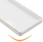 Gurygo 8" Bathroom Tray, Ceramic Vanity Trays for Bathroom, Small Ceramic Trays, Kitchen Soap Tray for Kitchen Counter (White with Gold-Edged, 8",Set/1) - Image 4