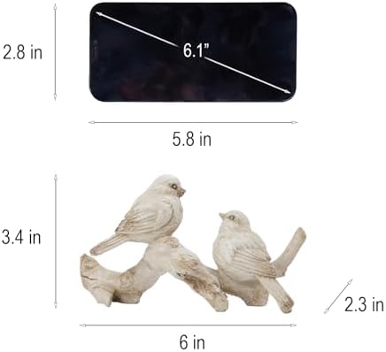 Braxio Bird Figurines Home Decor – Resin Tabletop Cream Love Birds on Branch, Farmhouse Shelf & Desk Accent for Living Room, Bedroom, Office, 6 x 2.3 x 3.4 Inches - Image 5