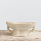 Creative Co-Op Stoneware Footed Pedestal Bowl with Handles, Reactive Glaze, White - Image 6