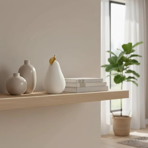 Sandstone White Pear Figurine with Gold Leaf, Textured Resin Fruit Sculpture, Minimalist Neutral Home Decor Statue for Kitchen Counter, Coffee Table & Shelf Decor - Image 6