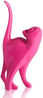 7 Inch Hot Pink Proud Cat Statue by AMOIENSIS