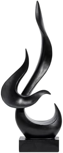 Black Fire Flame Sculpture, Art Modern Abstract Statue, Shelf Accents Decor by Paytonture