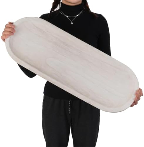 Hanobe Extra Large Wood Decorative Bowl for Table Centerpiece, 25.5" White by Hanobe