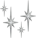 sxnzequnze 4 Pcs Star Wall Art for Home Decor Living Room Bedroom Office Metal 3D,Bling,with Hanging Hook Starburst Midcentury Sculpture Retro Gallery Accent Celestial -Silver 16.5in/9.4in by sxnzequnze
