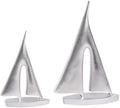 Modern Sculptures Home Decor, Silver Sailboat Decor Ornament, Boat Decorations Statue Decor, Art Sculptures and Statues, Sailboat Gifts Home Office Bathroom Shelf Decor Nautical Decor (2 Pack) by Saysmile