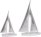 Modern Sculptures Home Decor, Silver Sailboat Decor Ornament, Boat Decorations Statue Decor, Art Sculptures and Statues, Sailboat Gifts Home Office Bathroom Shelf Decor Nautical Decor (2 Pack) by Saysmile