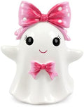 Cute Halloween Ghost Figurine with Pink Bow Tabletop Decor (Pink Ghost) by GoGnome