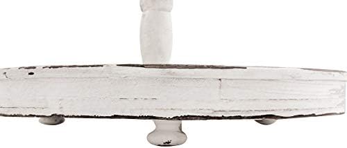 Creative Co-Op Distressed Cream Wood 2-Tier Tray with Metal Handle - Image 4