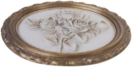 S-MANTIS Vintage Wall Sculpture,Antique Pediment,Hallway Wall Art,Hand Painted Flower Wall Decoration Accent Artworks for Indoor Kitchen Bedroom Living Room Office Outdoor Garden Patio (Bronze & White) - Image 2