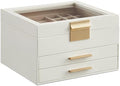 SONGMICS Jewelry Box Organizer, 3-Layer Storage with 2 Drawers, Glass Lid by SONGMICSbySONGMICSHOME