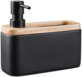 RQYIXI 2-in-1 Ceramic Soap Dispenser with Sponge Holder,Black,17 Oz by RQYIXI