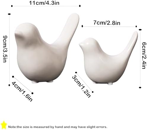 Small Animal Statues, White Bird Figurines Home Decor, Modern Home Decorative, Ceramic Decor for Office Desktop, Bookshelf, Bedroom, Living Room, Cabinets (White 2 Pcs) - Image 5