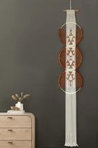 Macrame Wall Hanging Round Brown Handmade Wall Art Boho Decor 11.8"W*65"L - Image 2