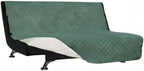 Easy-Going Reversible Couch Cover, Large Futon Sofa, Cyan/Ivory | Machine - Image 9