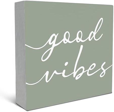 SRADMO Botanical Eucalyptus Leaves Wood Box Sign Desk Decor, Rustic Eucalyptus Leaves Wooden Block Box Sign Decoration For Home Office Shelf Table Decor (Green) by SRADMO