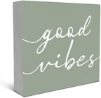 SRADMO Botanical Eucalyptus Leaves Wood Box Sign Desk Decor, Rustic Eucalyptus Leaves Wooden Block Box Sign Decoration For Home Office Shelf Table Decor (Green) by SRADMO