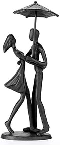 Loving Couple Under Umbrella Bronze Sculpture, Handcrafted Art Metal Statue Romantic Art Iron Statue 6th 11th 20th 40th 50th for Couple by Hanyibao
