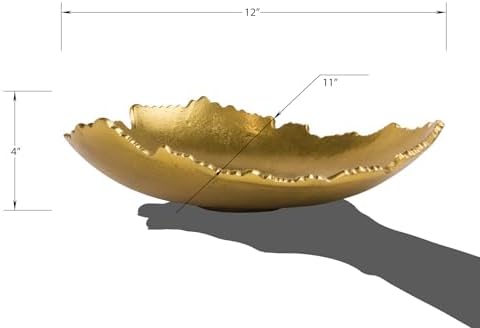 Red Co. 12” Decorative Antique Golden Allure Torn Metal Centerpiece Bowl with Sculpted Edges - Image 4