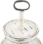 Creative Co-Op Distressed Cream Wood 2-Tier Tray with Metal Handle - Image 5