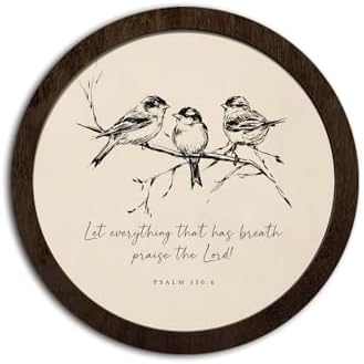 CFFJLHN Vintage Christian Bird Wall Art Decor, Bird Pictures Wall Decor Neutral Bible Verses Religious Scripture Round Hanging Wall Decorfor Home Bedroom Living Room Bathroom, 10x10 Inch by Unknown