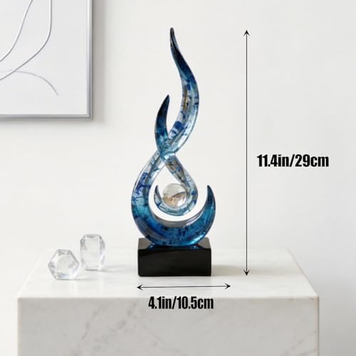 Modern Abstract Art Table Decoration,Resin Flame Statue Modern Centerpiece Ornaments for Living Room Great Gift Idea Home Decor,Collectibles (Blue foil) - Image 3