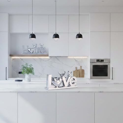 Love Sign Decor,Gold Room Decor Aesthetic, Knick Knack Shelf,Bird Decor, Boho Bookshelf,Abstract Statue,for Living Room,Bedroom, Contemporary Tv Stand Set of 2 (2, Silver Plated) - Image 6