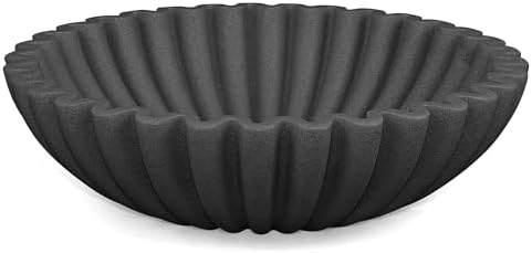 LIN CHUAN Ruffle Decorative Bowl, Large Fruit Bowl, Artificial Stone BLack by LINCHUAN